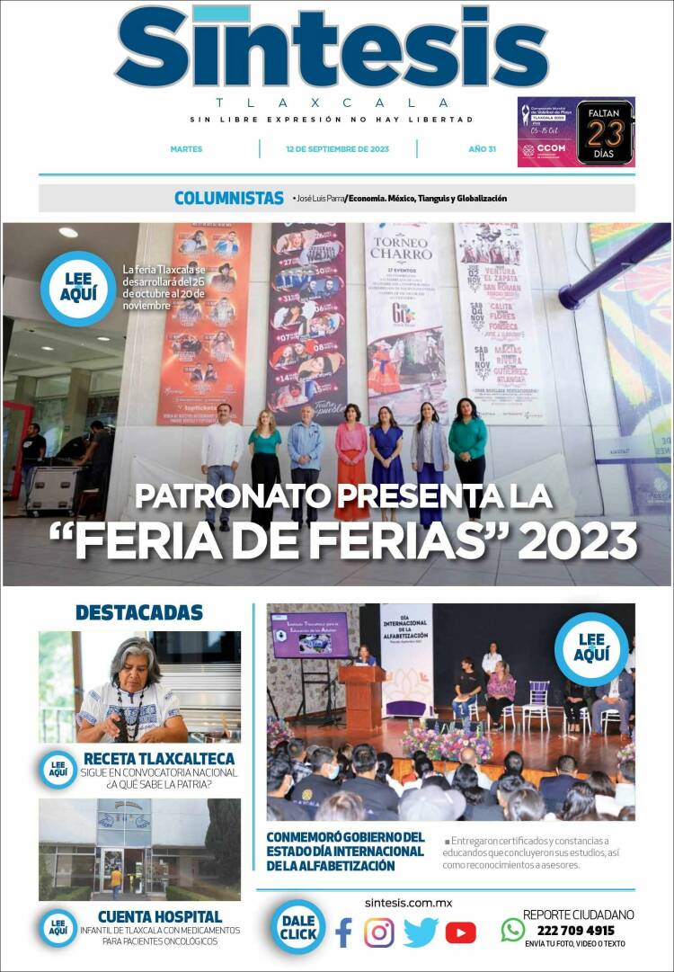 Portada de Síntesis de Tlaxcala (México)