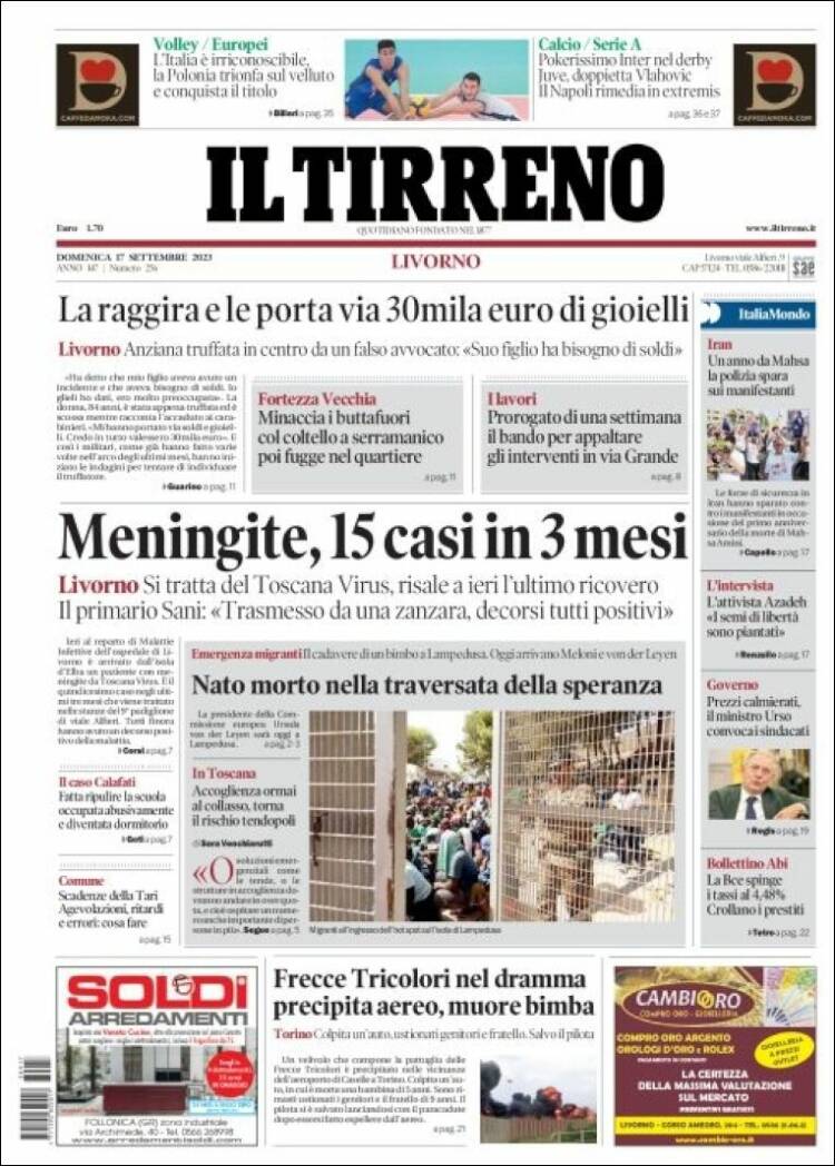 Portada de Il Tirreno (Italy)