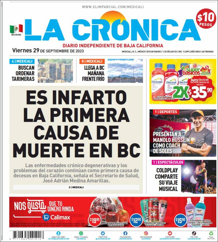 Portada de La Crónica de Baja California (México)