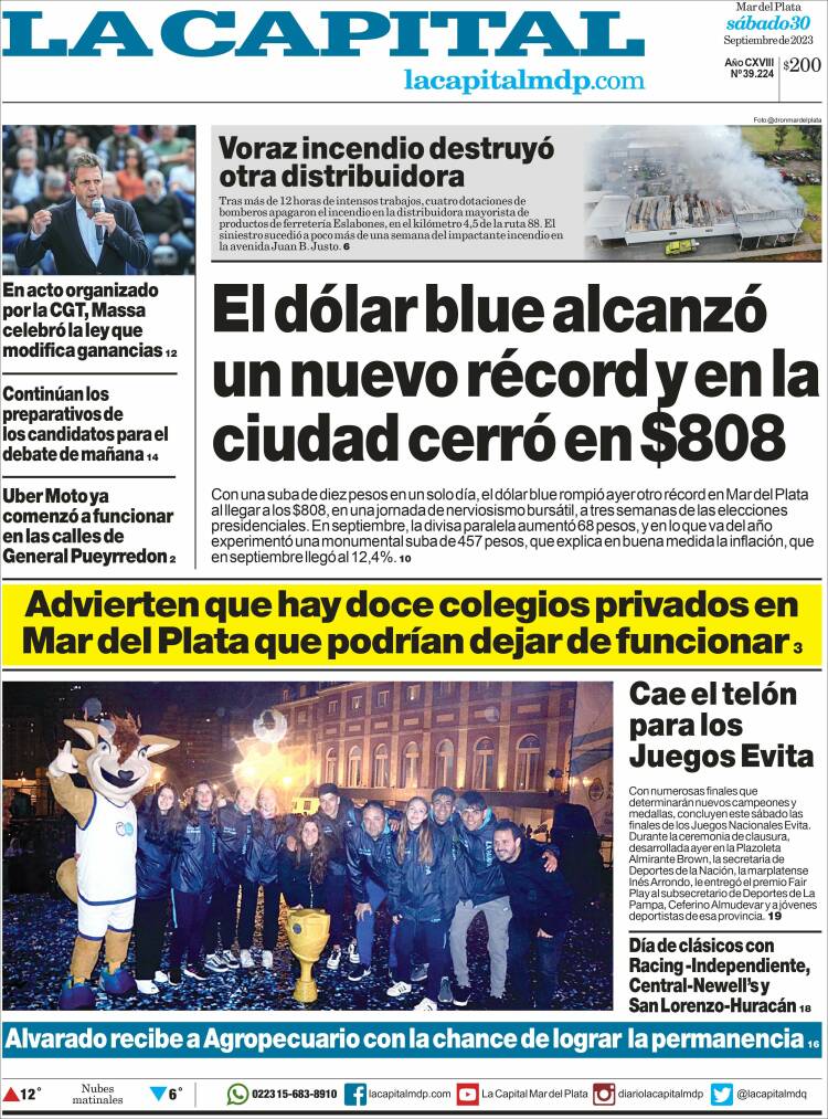 Portada de Diario La Capital - Mar del Plata (Argentina)