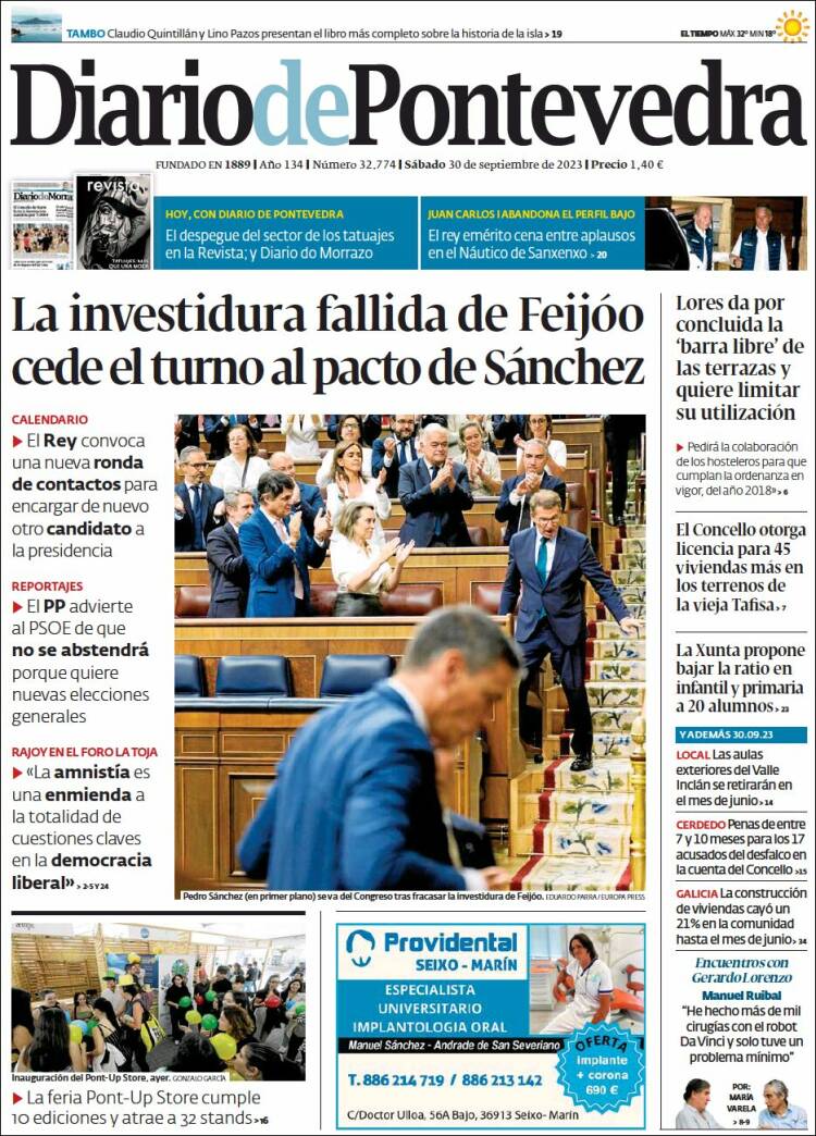 Portada de Diario de Pontevedra (España)