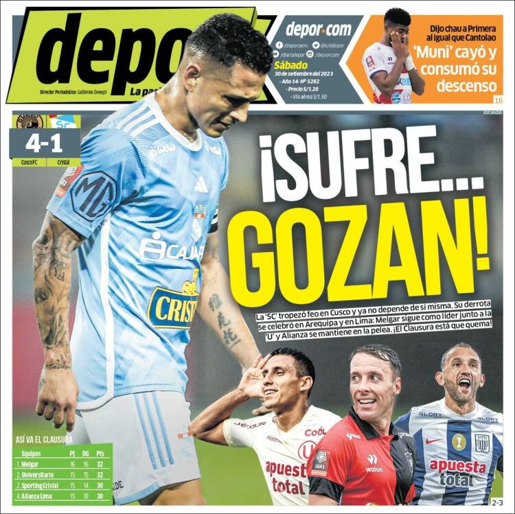 Portada de Depor (Perú)