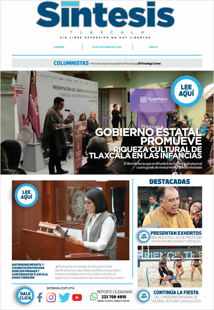 Portada de Síntesis de Tlaxcala (México)