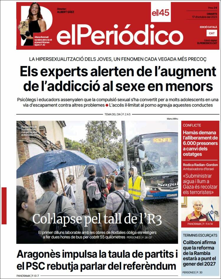 Portada de El Periódico de Catalunya (España)
