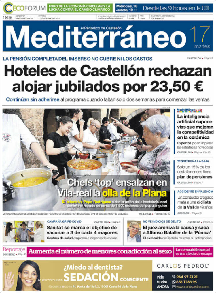 Portada de El Periódico Mediterraneo (España)