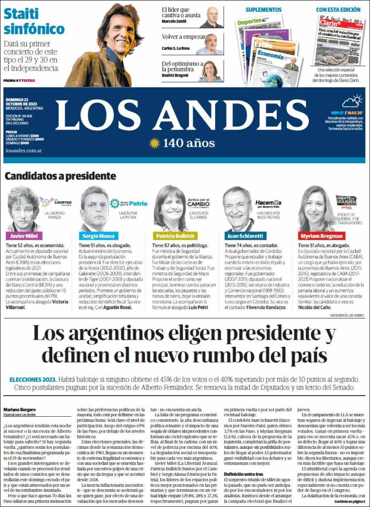 Portada de Los Andes - Mendoza (Argentina)