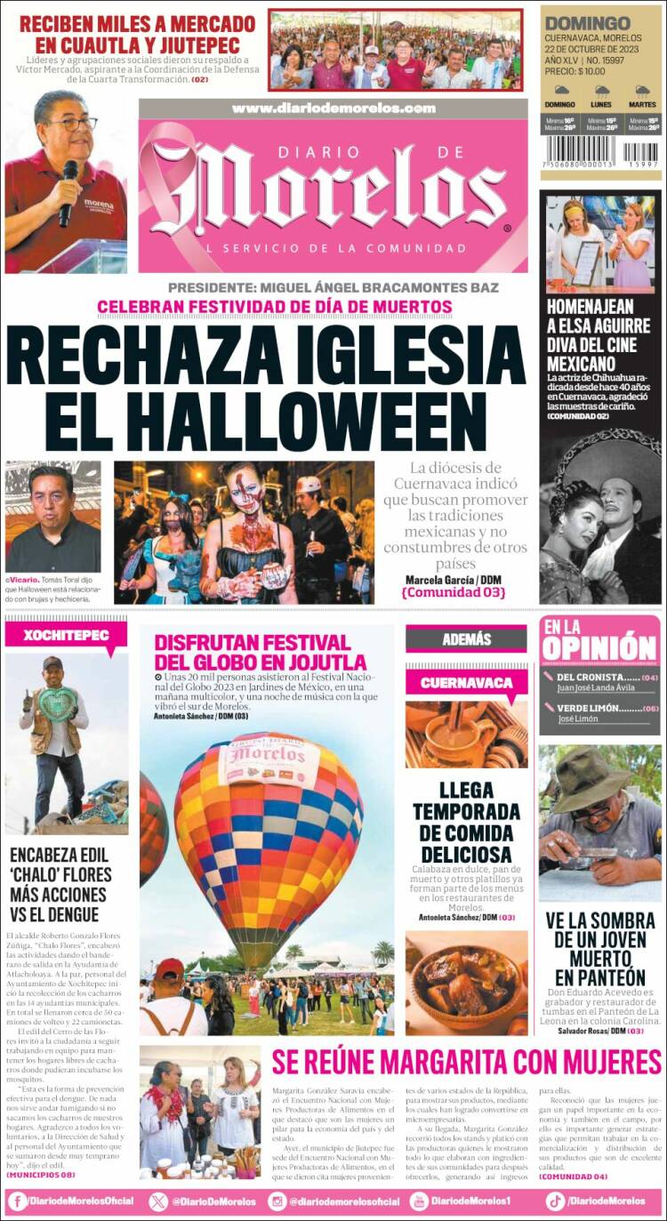 Portada de Diario de Morelos (México)