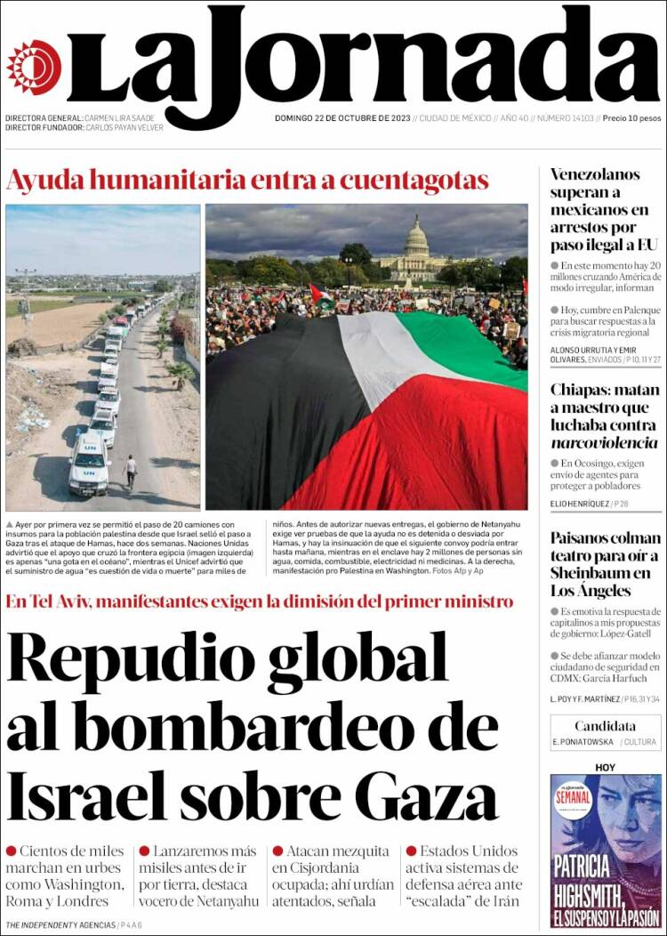 Portada de La Jornada (México)