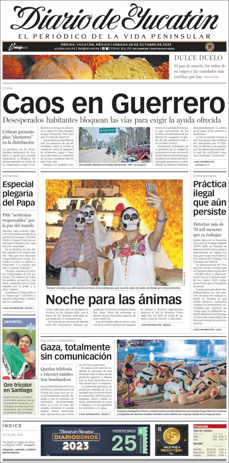 Portada de Diario de Yucatán (México)