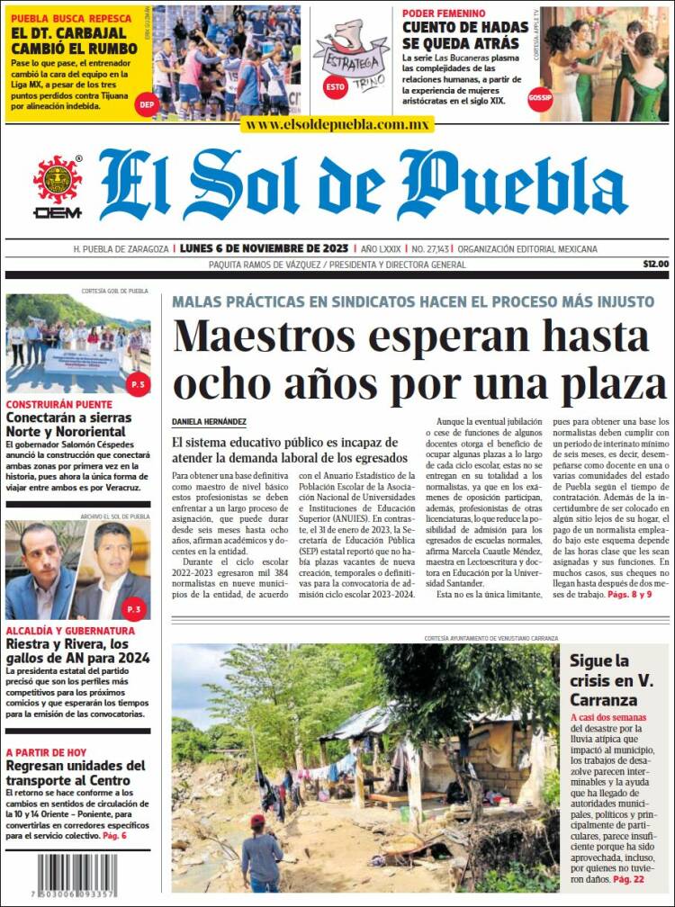 Peri Dico El Sol De Puebla M Xico Peri Dicos De M Xico Edici N De