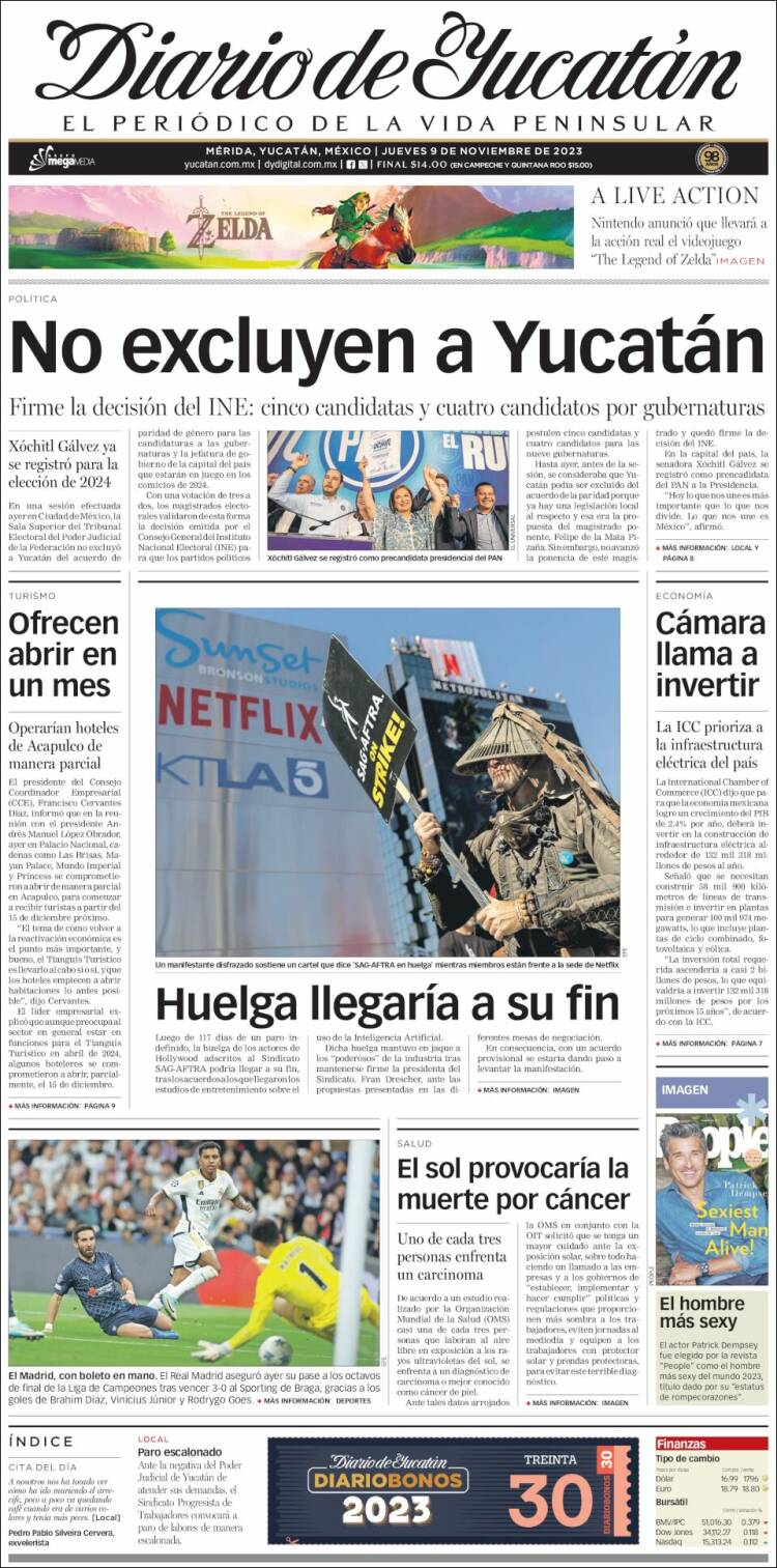 Portada de Diario de Yucatán (México)
