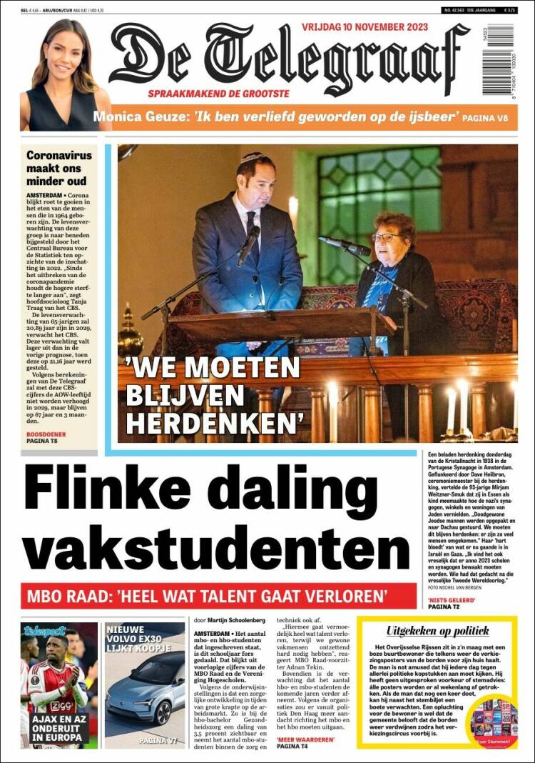 Portada de De Telegraaf (Países Bajos)