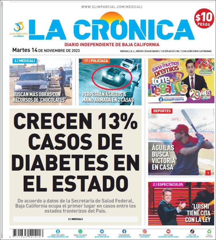 Portada de La Crónica de Baja California (México)