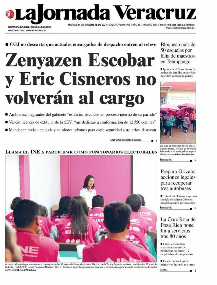 Portada de La Jornada Veracruz (México)