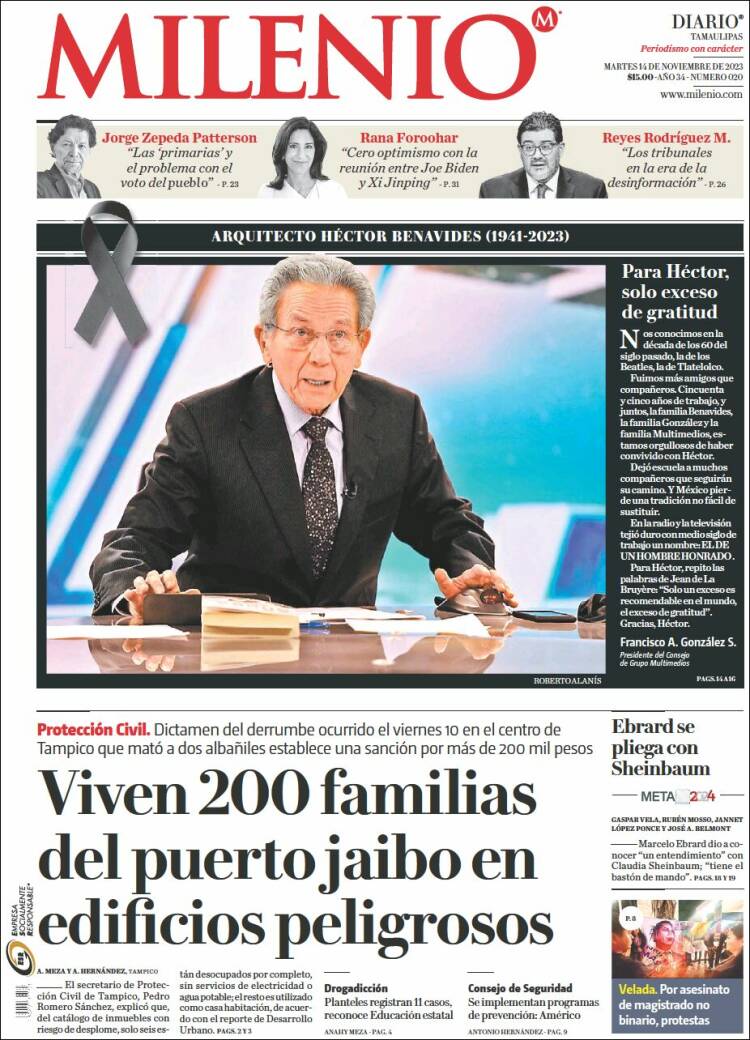 Portada de Milenio - Tamaulipas (México)