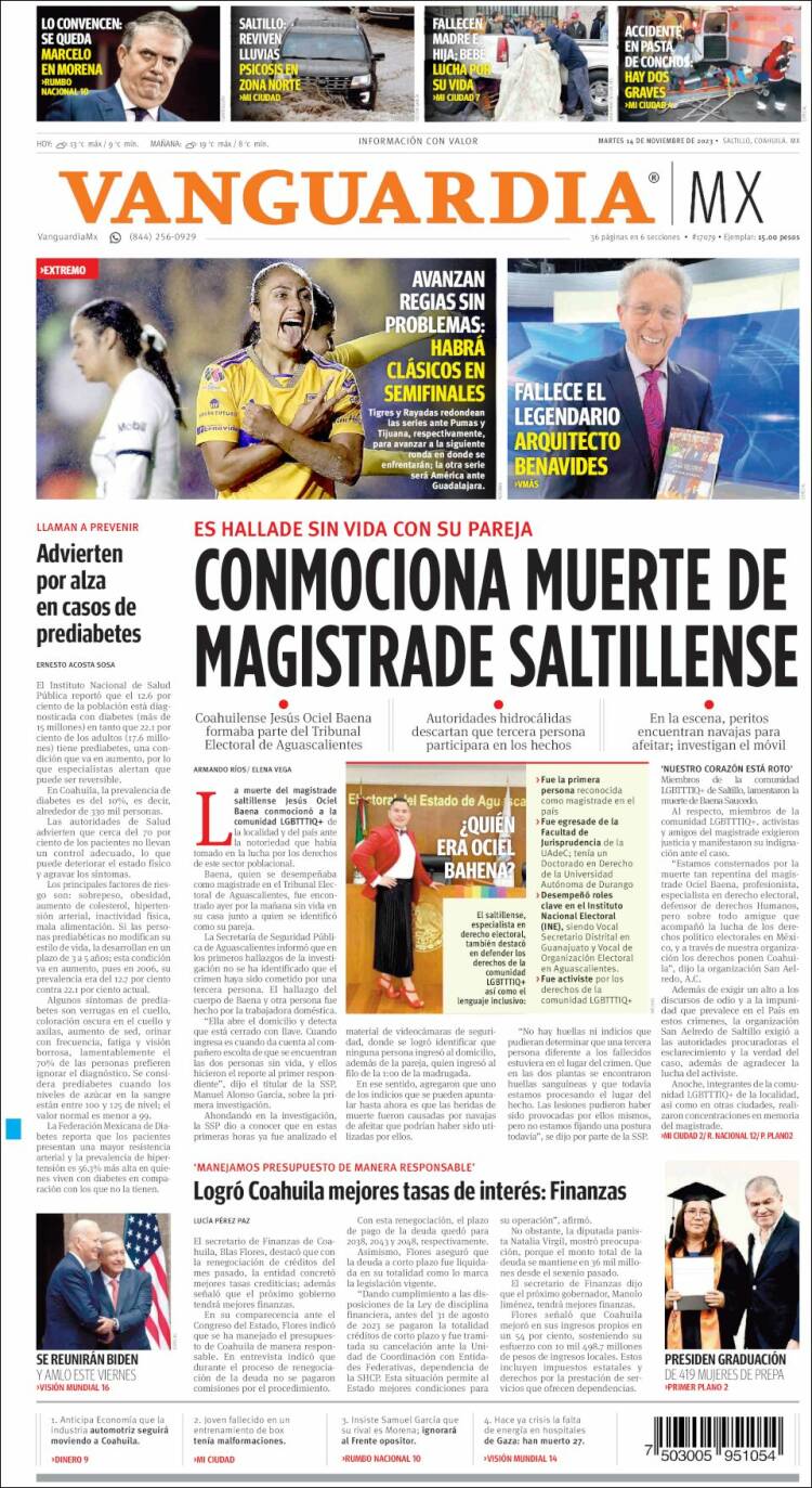 Portada de Vanguardia (México)