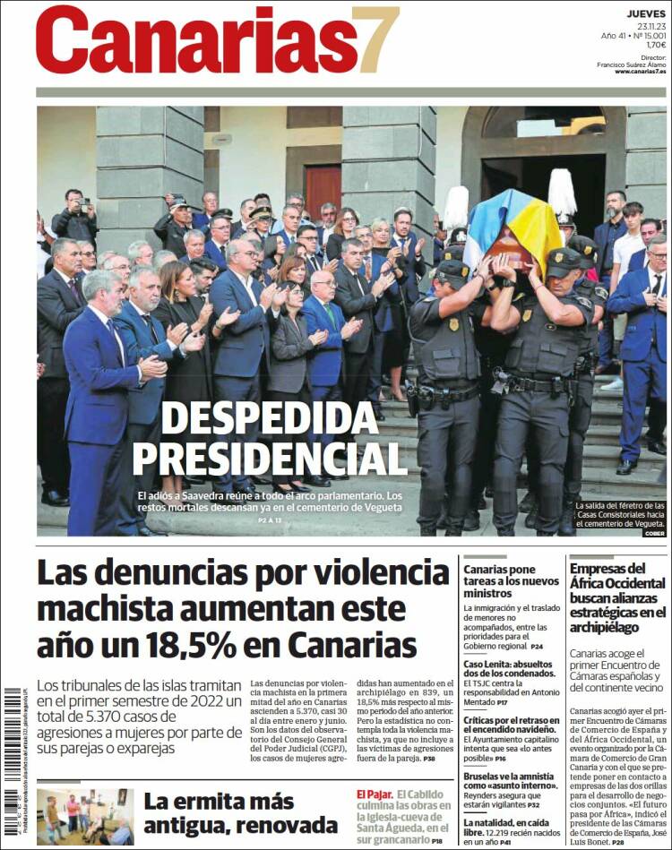 Portada de Canarias 7 (España)