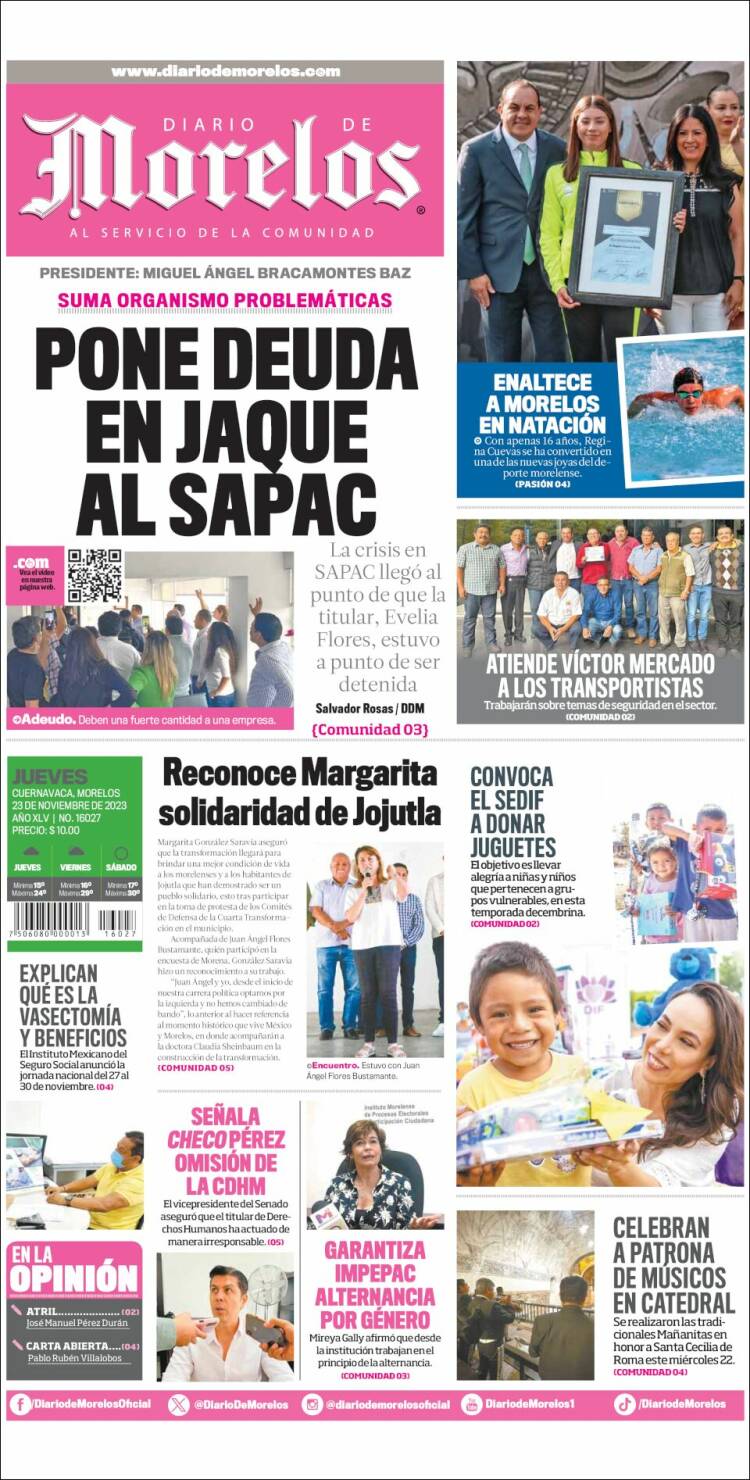 Portada de Diario de Morelos (México)