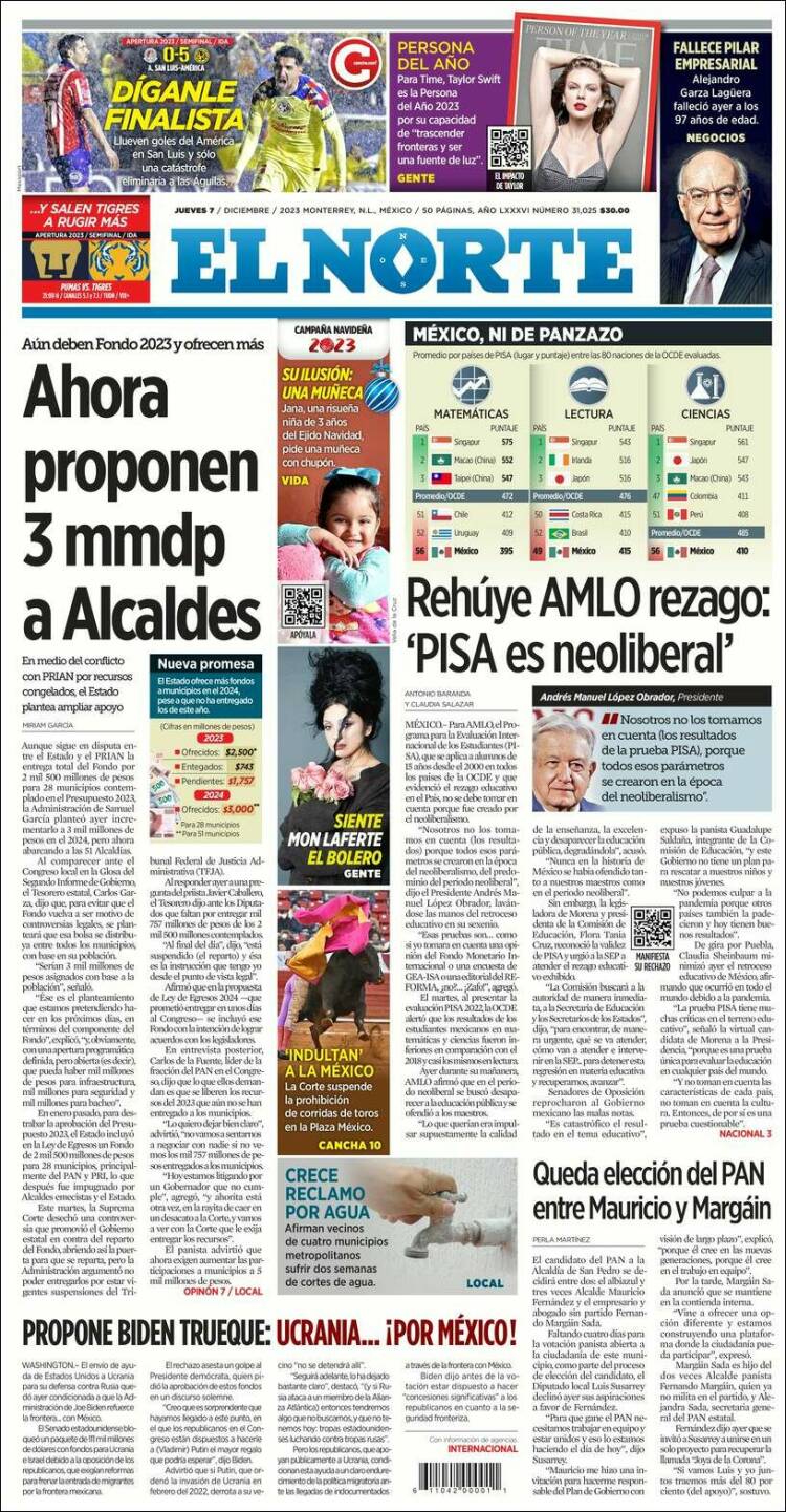 Portada de El Norte (México)