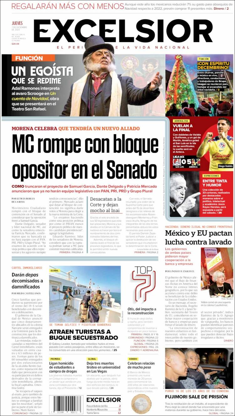Portada de Excelsior (México)