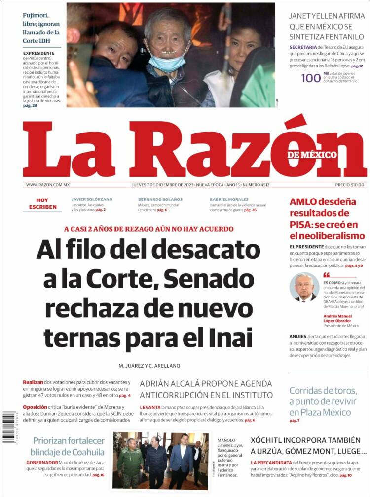 Portada de La Razón (México)