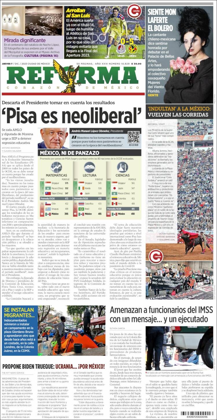 Portada de Reforma (México)