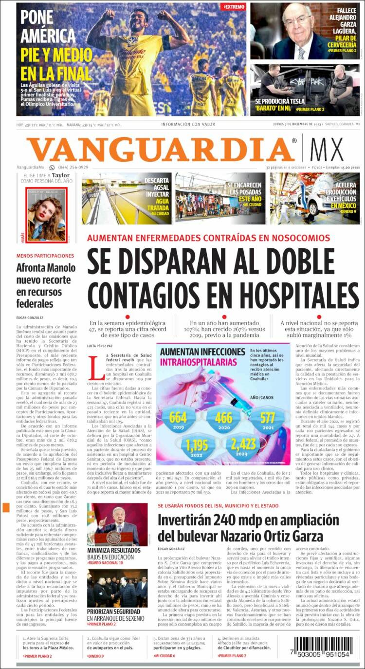 Portada de Vanguardia (México)