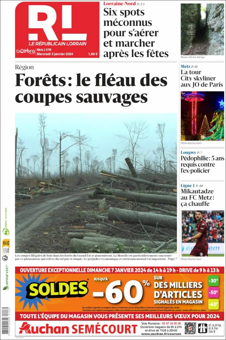 Journal Le Republicain Lorrain France Les Unes Des Journaux De