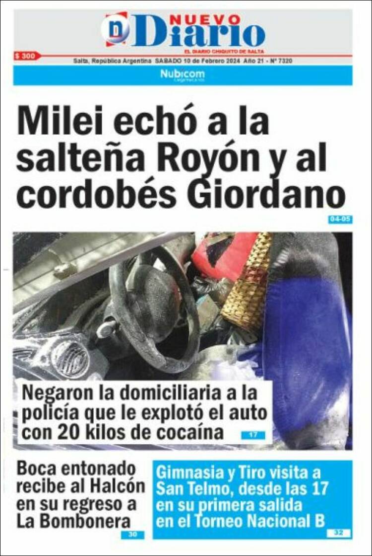 Portada de Nuevo Diario de Salta (Argentina)