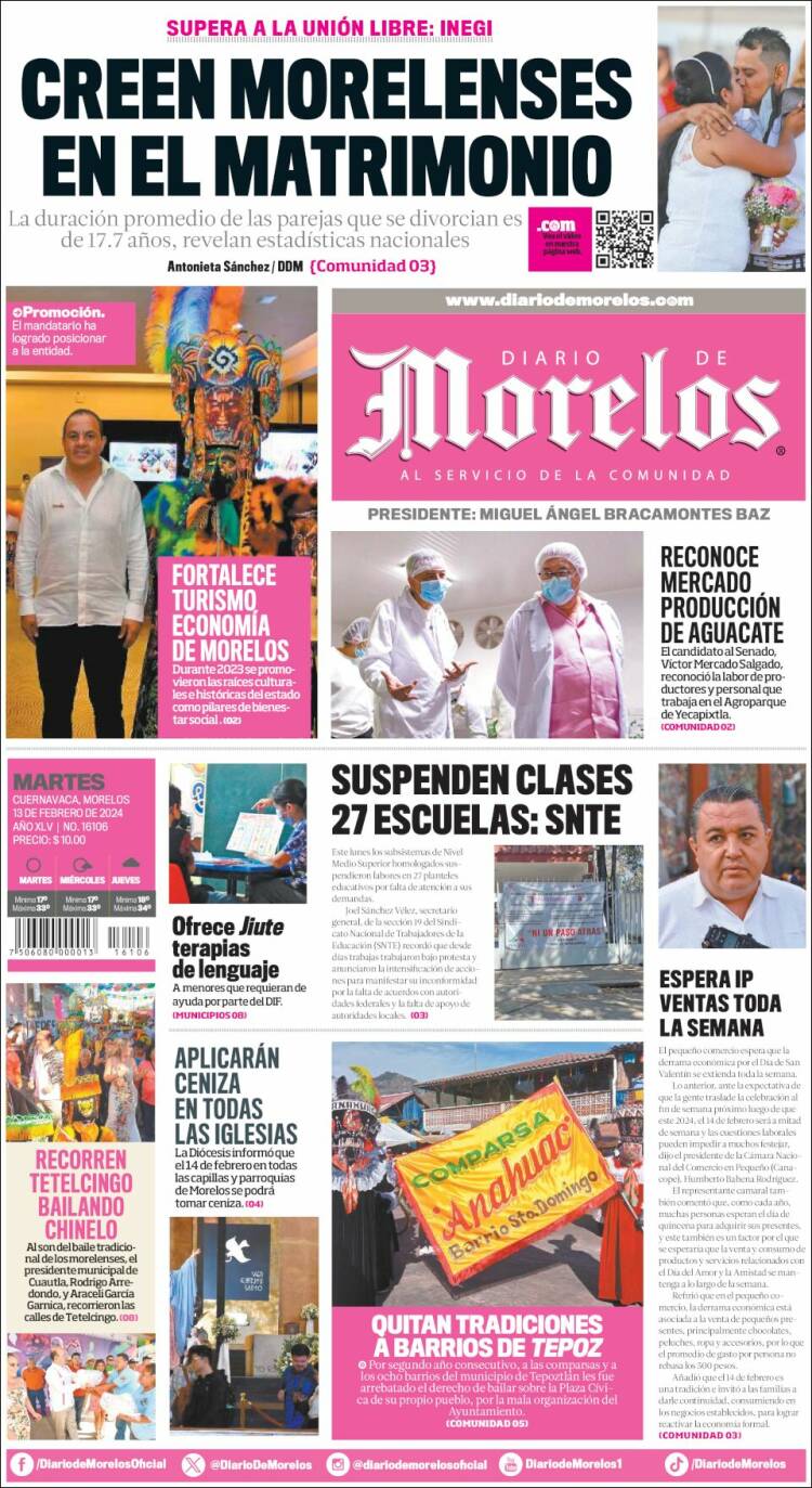 Portada de Diario de Morelos (México)