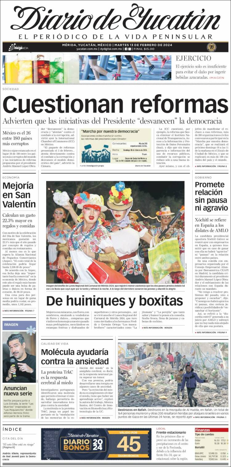 Portada de Diario de Yucatán (México)