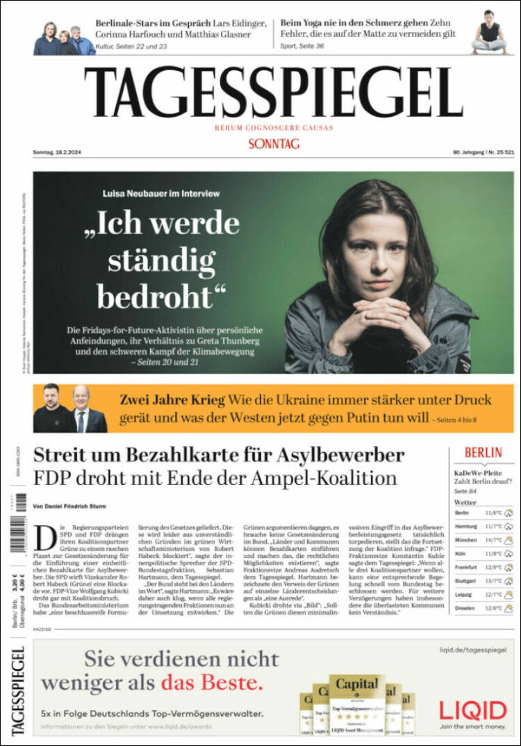 Portada de Der Tagesspiegel (Germany)