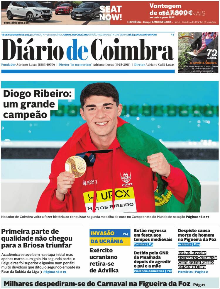 Portada de Diário de Coimbra (Portugal)