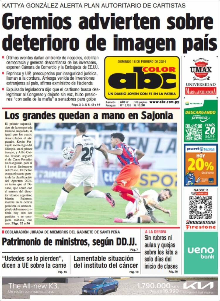 Portada de ABC Color (Paraguay)