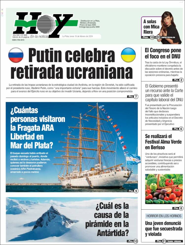 Portada de Diario Hoy (Argentina)