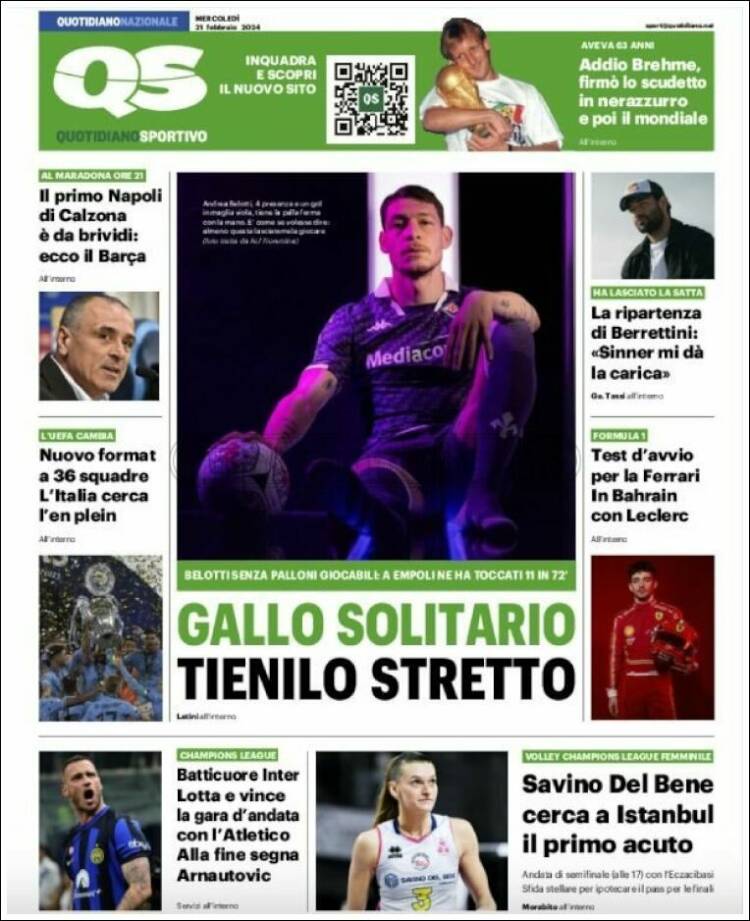 Portada de Quotidiano Sportivo (Italia)