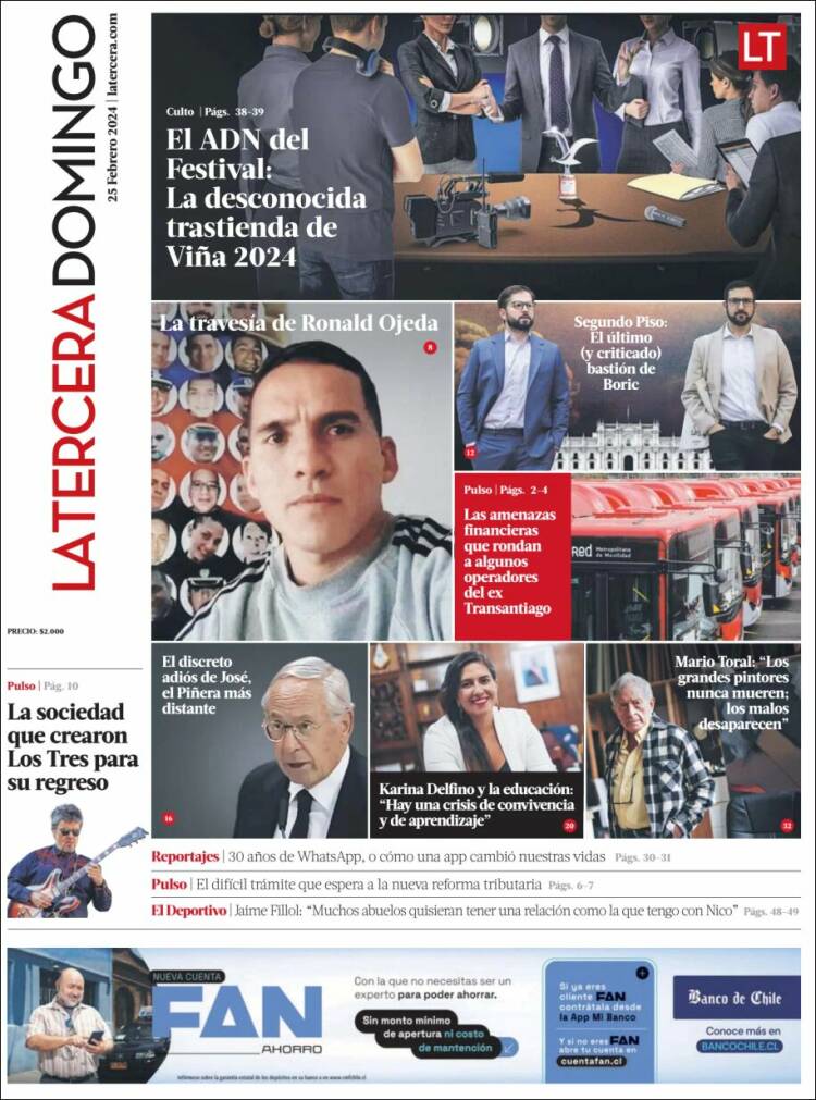 Portada de La Tercera (Chile)