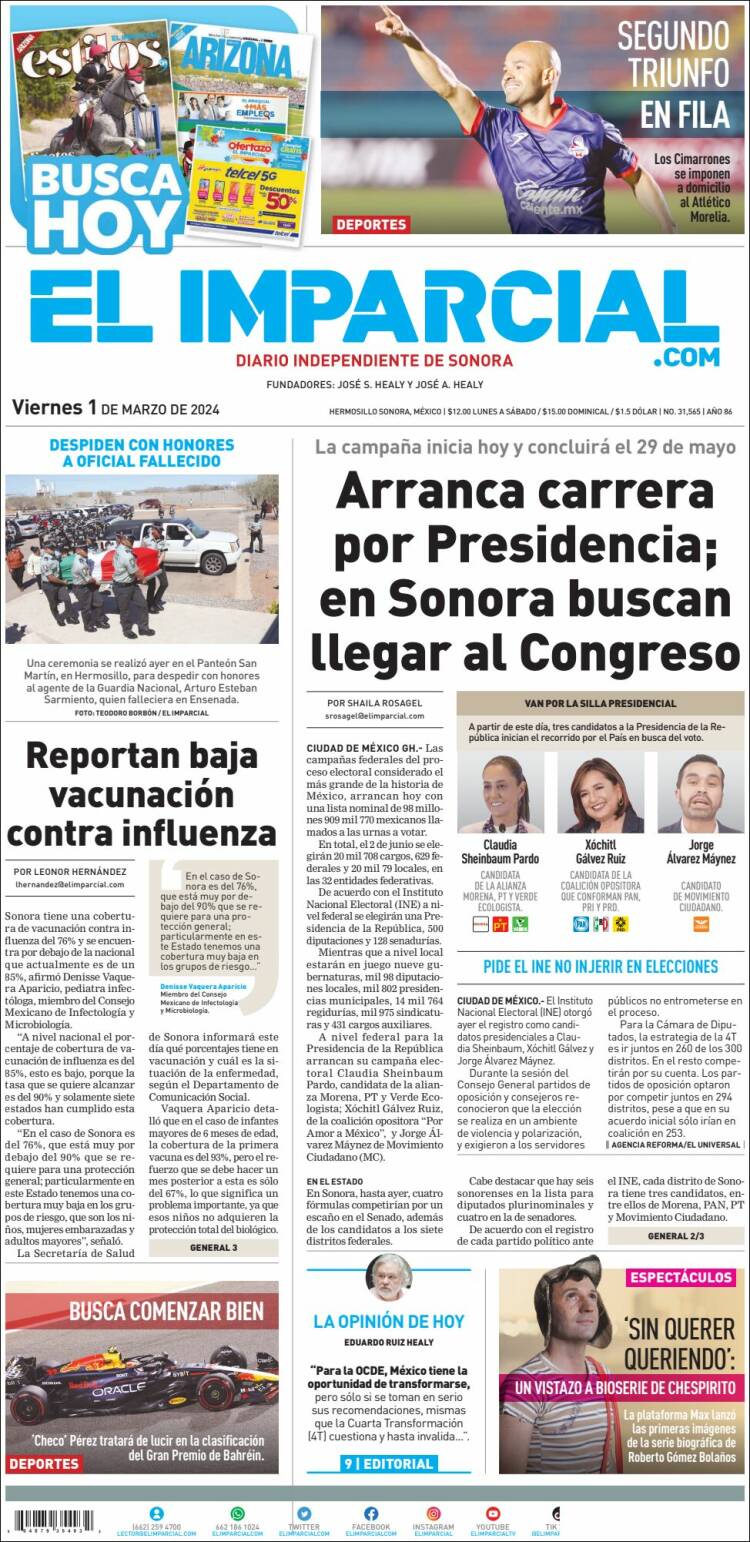 Portada de El Imparcial (México)