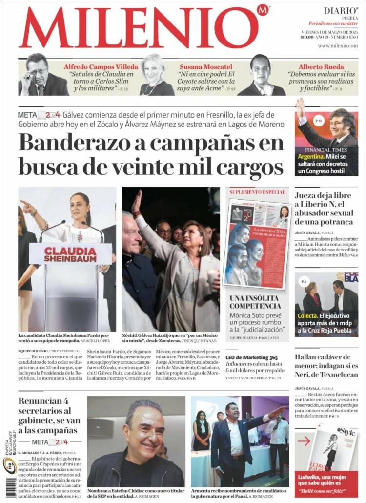 Portada de Milenio de Puebla (México)