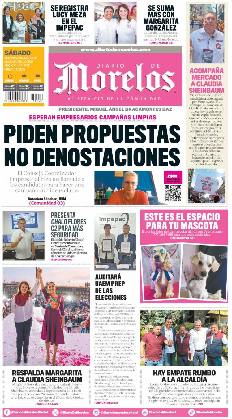 Portada de Diario de Morelos (México)
