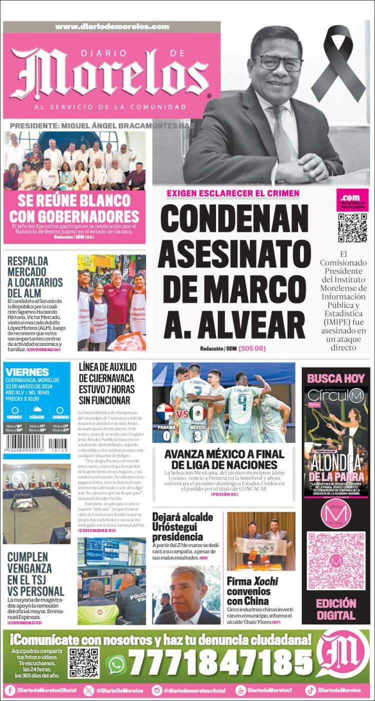 Portada de Diario de Morelos (México)