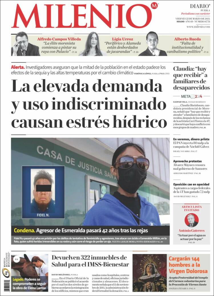 Portada de Milenio de Puebla (México)