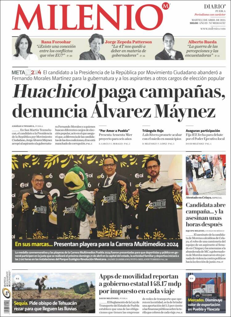 Portada de Milenio de Puebla (México)