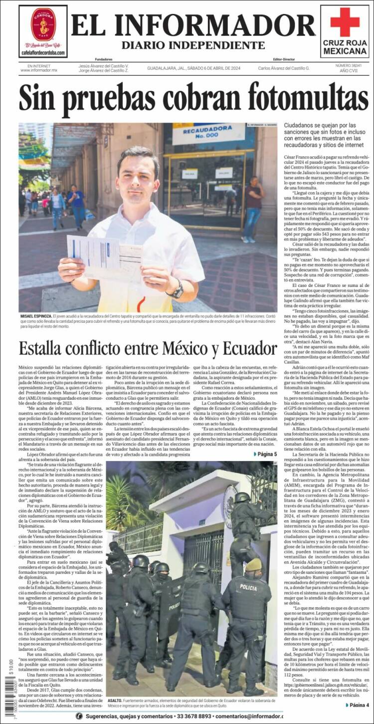 Portada de El Informador (México)