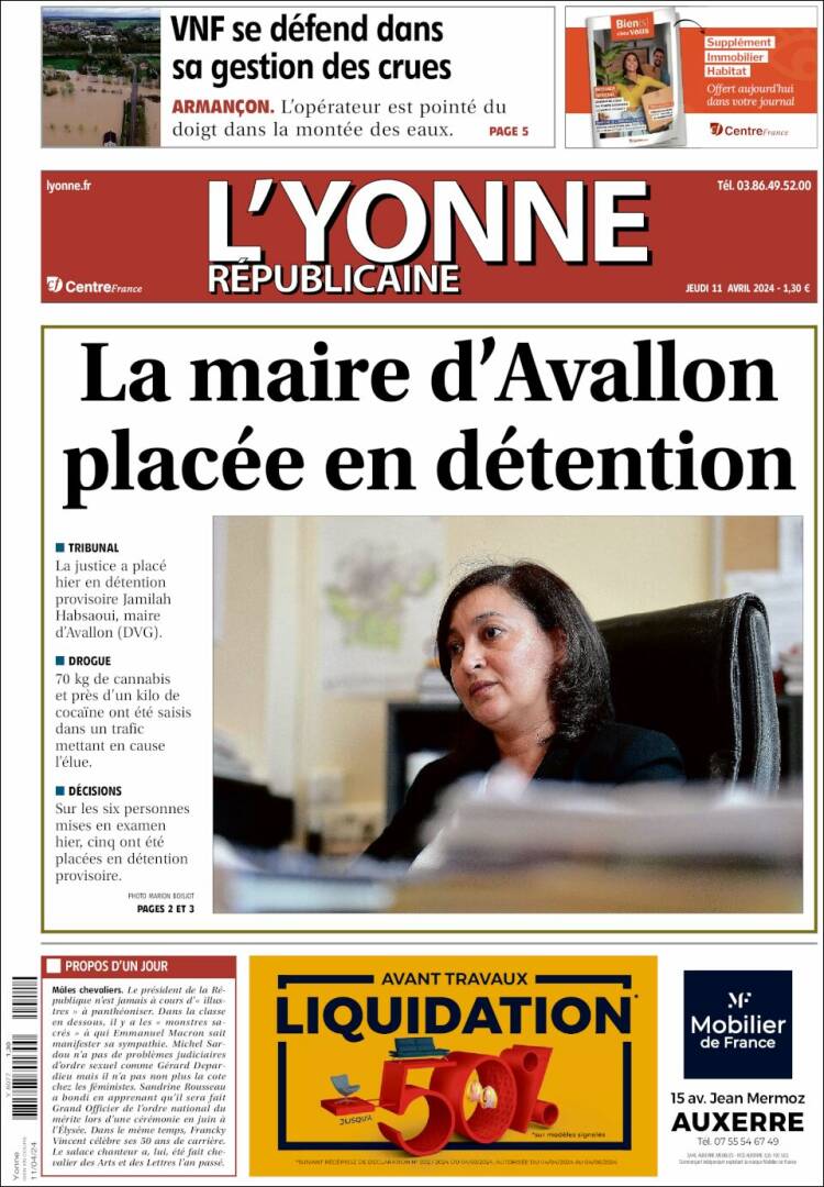Portada de L'Yonne-Républicaine (Francia)