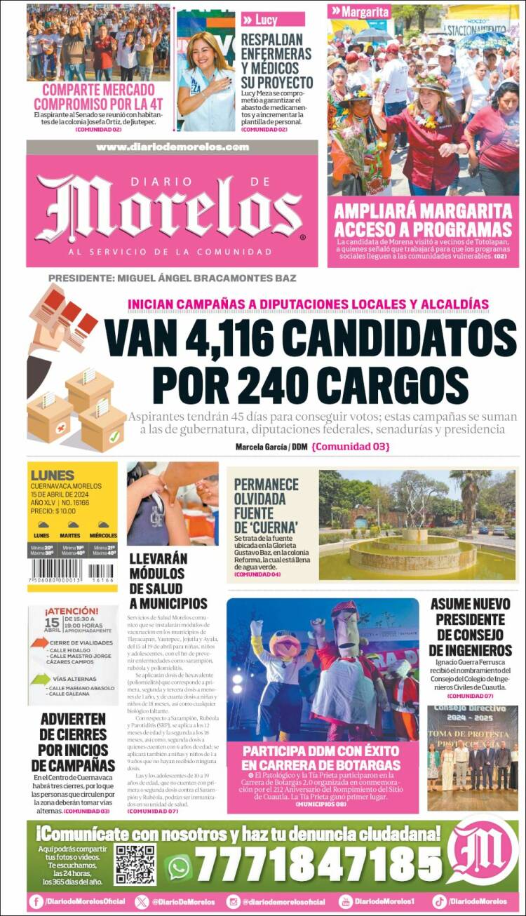 Portada de Diario de Morelos (México)