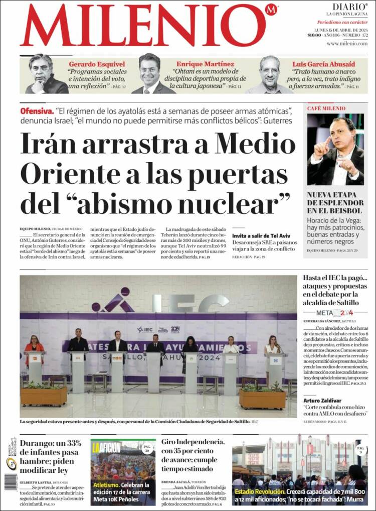 Portada de Milenio - Laguna (México)