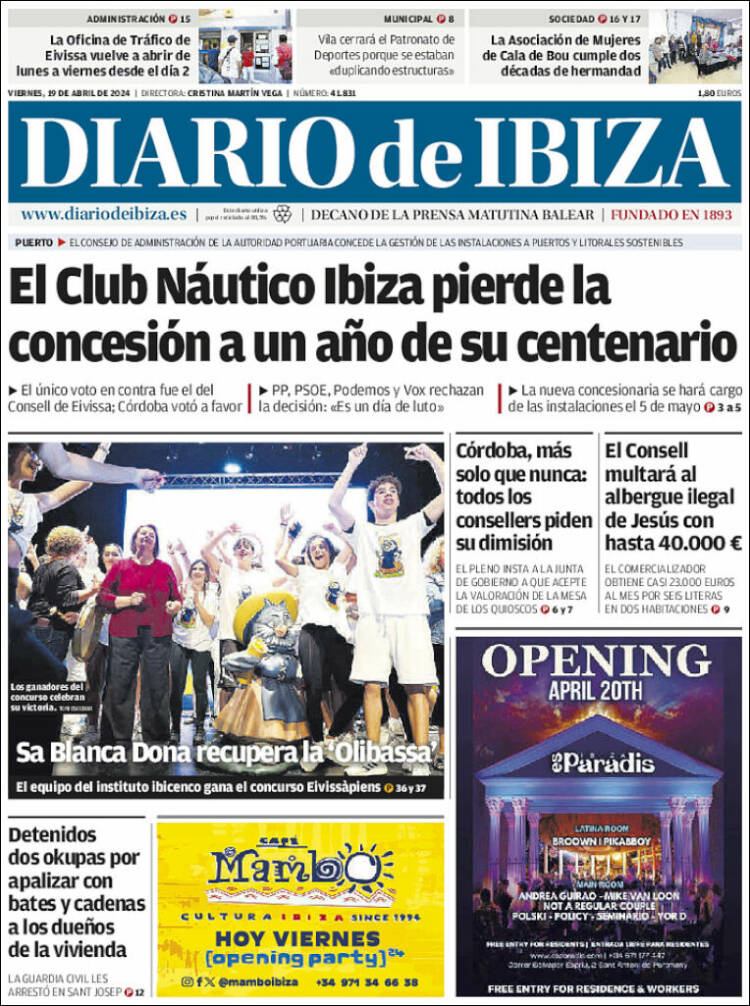Portada de Diario de Ibiza (Espagne)