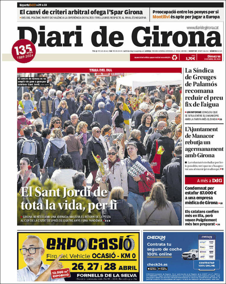 Portada de Diari de Girona (Espagne)