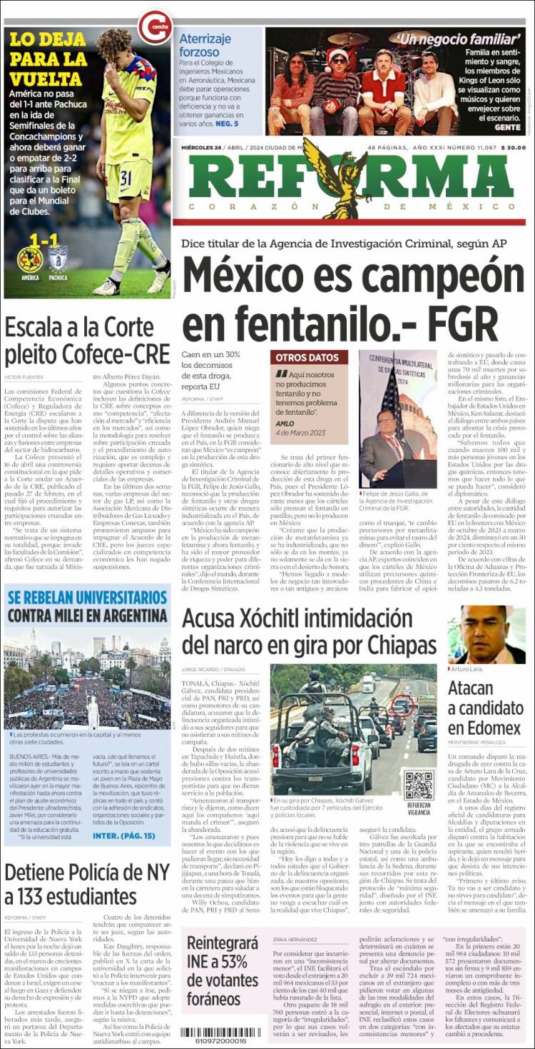 Portada de Reforma (Mexique)